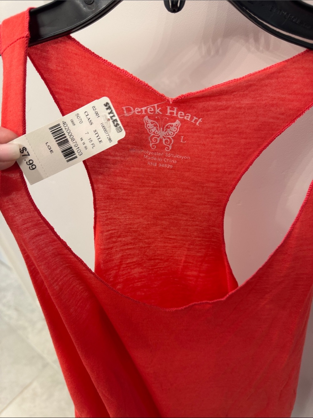Derek Heart Coral-Red Racerback Tank - Picture 2 of 3